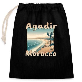 Agadir Maroc : Vacances Grunge à la plage - Sac cadeau en coton avec cordon (25 x 30 cm) - noir - Devant
