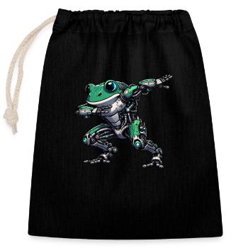Cooler Roboter Frosch Dabbing Mech Cyborg - Verschließbarer Geschenkbeutel aus Baumwolle (25x30cm) - Schwarz - Vorne