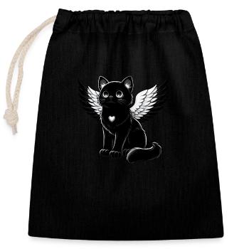 Ailes d’ange chat noir Style gothique - Sac cadeau en coton avec cordon (25 x 30 cm) - noir - Devant