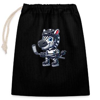 Cooles Zebra Eishockey Eishockeyspieler - Verschließbarer Geschenkbeutel aus Baumwolle (25x30cm) - Schwarz - Vorne