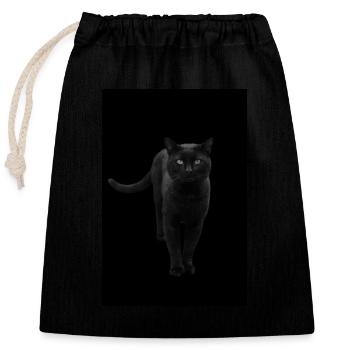 black cat kitten cat - Closable cotton gift bag (25x30cm) - black - Front