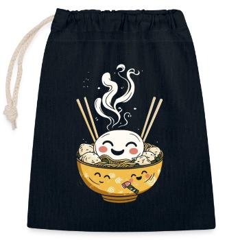 Bol de Ramen Gaï Kawaii Japon - Sac cadeau en coton avec cordon (25 x 30 cm) - bleu marine - Devant