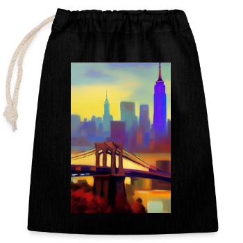New York City Skyline - Closable cotton gift bag (25x30cm) - black - Front