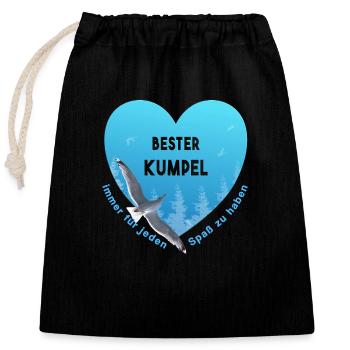 bester Kumpel - Verschließbarer Geschenkbeutel aus Baumwolle (25x30cm) - Schwarz - Vorne