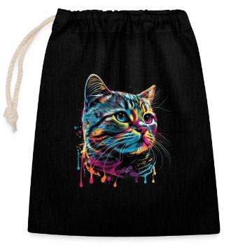 Colorful American Shorthair Cat Gaze - Verschließbarer Geschenkbeutel aus Baumwolle (25x30cm) - Schwarz - Vorne
