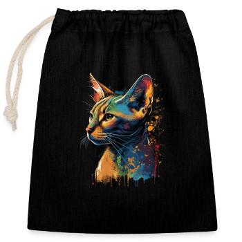 Abyssinian Cat Colorful Gaze - Verschließbarer Geschenkbeutel aus Baumwolle (25x30cm) - Schwarz - Vorne