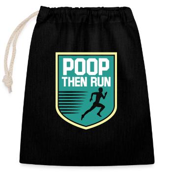 Funny Marathon Runner Poop Then Run Ultrarunning - Verschließbarer Geschenkbeutel aus Baumwolle (25x30cm) - Schwarz - Vorne