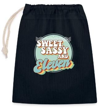 Sweet Sassy 11 11th Birthday Party Celebrant Bday - Closable cotton gift bag (25x30cm) - navy - Front