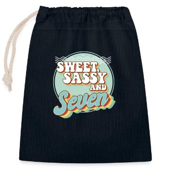 Sweet Sassy and 7 7th Birthday Party Celebrant - Verschließbarer Geschenkbeutel aus Baumwolle (25x30cm) - Navy - Vorne