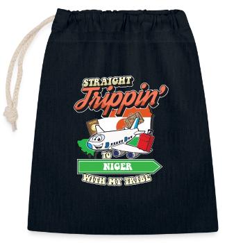 Straight Trippin' To Niger With My Tribe Family - Closable cotton gift bag (25x30cm) - navy - Front