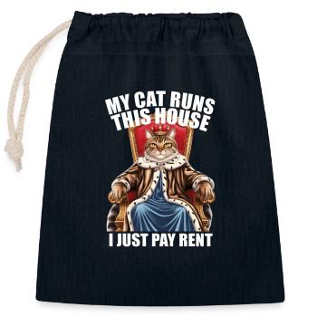 Meine Katze führt dieses Haus Ich zahle nur Miete Katzenliebhaber - Verschließbarer Geschenkbeutel aus Baumwolle (25x30cm) - Navy - Vorne