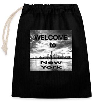 Welcome to New York Design - Closable cotton gift bag (25x30cm) - black - Front