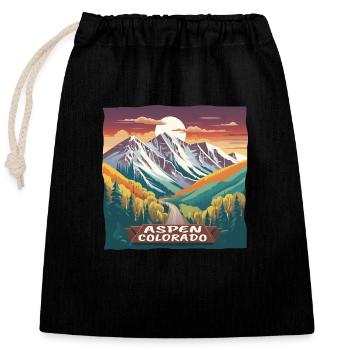 Aspen Colorado Winter Sports Ski Resort Skiing - Closable cotton gift bag (25x30cm) - black - Front