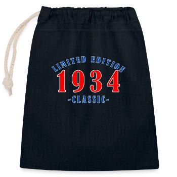 1934 Year of birth - Closable cotton gift bag (25x30cm) - navy - Front