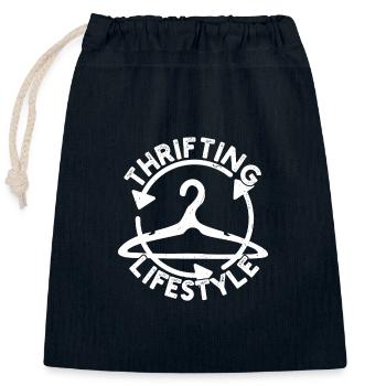 Thrift Shop Thrifting Lifestyle Love Thrifting - Verschließbarer Geschenkbeutel aus Baumwolle (25x30cm) - Navy - Vorne