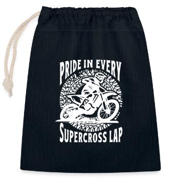 Dirt Bike Rider Supercross Lap MX Motocross - Closable cotton gift bag (25x30cm) - navy - Front