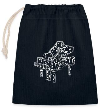 Piano Musician Sheet Music Piano - Closable cotton gift bag (25x30cm) - navy - Front