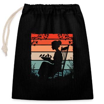 alimentation des oiseaux - Sac cadeau en coton avec cordon (25 x 30 cm) - noir - Devant