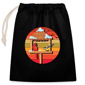 Alimentation des oiseaux - Sac cadeau en coton avec cordon (25 x 30 cm) - noir - Devant