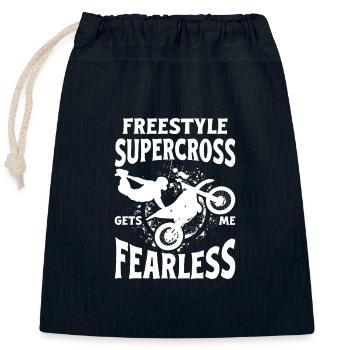 Dirtbike Rider Gets Me Fearless MX Motocross - Closable cotton gift bag (25x30cm) - navy - Front