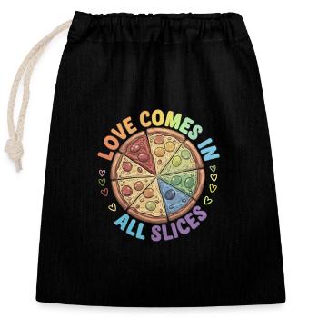 Pride Pizza LGBTQ - Verschließbarer Geschenkbeutel aus Baumwolle (25x30cm) - Schwarz - Vorne