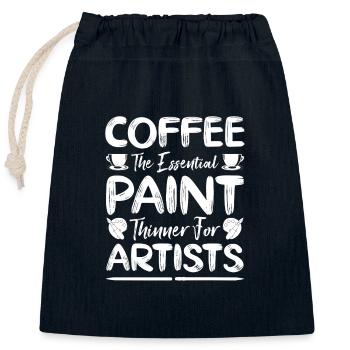 Funny Artist Painter Coffee Essential For Painting - Closable cotton gift bag (25x30cm) - navy - Front