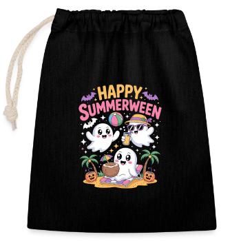 Joyeux été. - Sac cadeau en coton avec cordon (25 x 30 cm) - noir - Devant