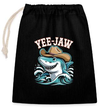 Yee Jaw Lustiger Cowboy Hai - Verschließbarer Geschenkbeutel aus Baumwolle (25x30cm) - Schwarz - Vorne