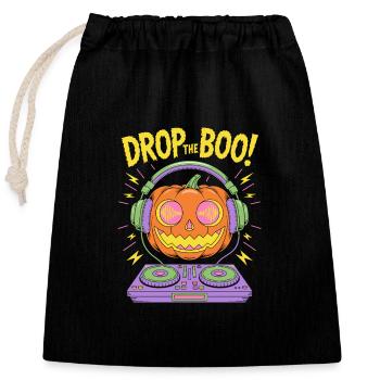 drop the boo EDM HalloweenDJ Pumpkin - Closable cotton gift bag (25x30cm) - black - Front