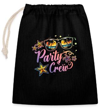 Party Crew Summer - Closable cotton gift bag (25x30cm) - black - Front