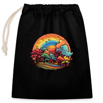 Herbstfarben-Pracht: Regenbogen aus Laub - Verschließbarer Geschenkbeutel aus Baumwolle (25x30cm) - Schwarz - Vorne