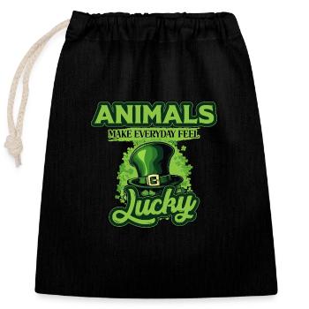 Les animaux font que tous les jours se sentent chanceux la Saint-Patrick - Sac cadeau en coton avec cordon (25 x 30 cm) - noir - Devant