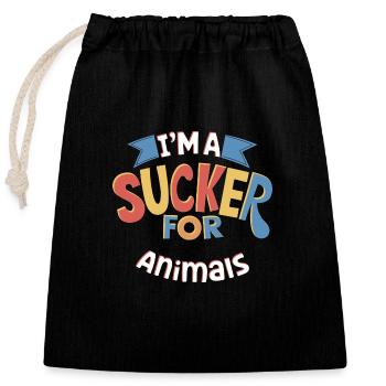 Je suis une ventouse pour les animaux Tee Design - Sac cadeau en coton avec cordon (25 x 30 cm) - noir - Devant