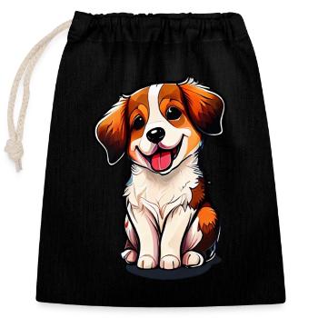 Der niedliche Hund, Kräftige und lebendige Farben - Verschließbarer Geschenkbeutel aus Baumwolle (25x30cm) - Schwarz - Vorne