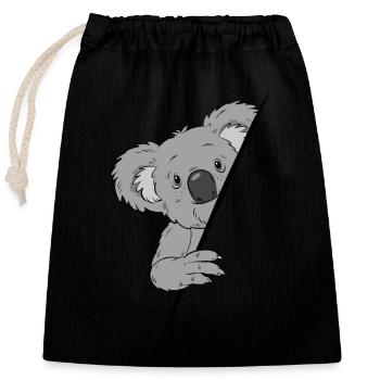 Funny Koala Peeking Around the Corner - Gift - Closable cotton gift bag (25x30cm) - black - Front