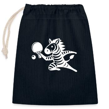 Zebra Table Tennis Player Ping Pong Silhouette - Closable cotton gift bag (25x30cm) - navy - Front