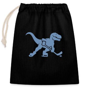 Silhouette de joueur de hockey sur glace T-Rex Dino - Sac cadeau en coton avec cordon (25 x 30 cm) - noir - Devant