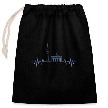 Berlin Herzschlag Design Fernsehturm und - Verschließbarer Geschenkbeutel aus Baumwolle (25x30cm) - Schwarz - Vorne