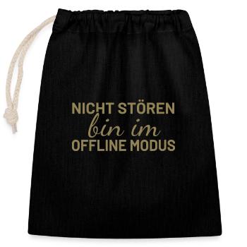 Nicht Stören bin im Offline Modus - Verschließbarer Geschenkbeutel aus Baumwolle (25x30cm) - Schwarz - Vorne