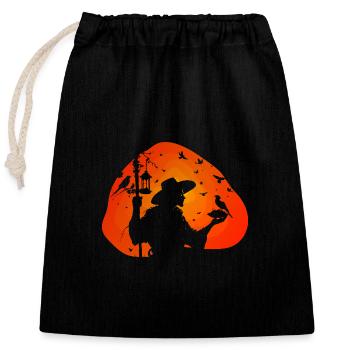 Bird Feeding - Closable cotton gift bag (25x30cm) - black - Front
