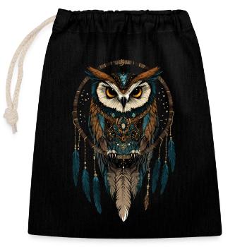 Hibou Mystic Fantasy - Sac cadeau en coton avec cordon (25 x 30 cm) - noir - Devant