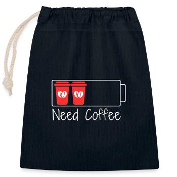 Caffeine = 100% charge - Closable cotton gift bag (25x30cm) - navy - Front