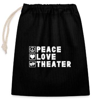 Theater Peace Love Actor Musical Design - Verschließbarer Geschenkbeutel aus Baumwolle (25x30cm) - Schwarz - Vorne