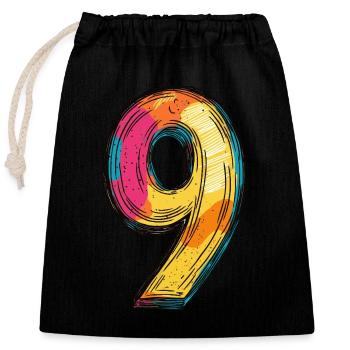 9 Number Colorful - Closable cotton gift bag (25x30cm) - black - Front