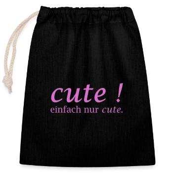Cute! Einfach Nur Cute - Verschließbarer Geschenkbeutel aus Baumwolle (25x30cm) - Schwarz - Vorne