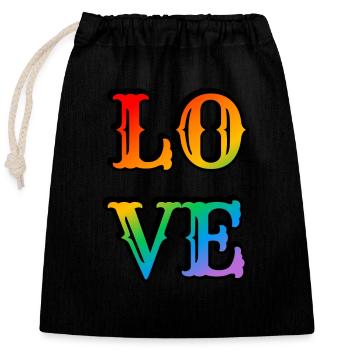 Amour arc-en-ciel rétro - Sac cadeau en coton avec cordon (25 x 30 cm) - noir - Devant