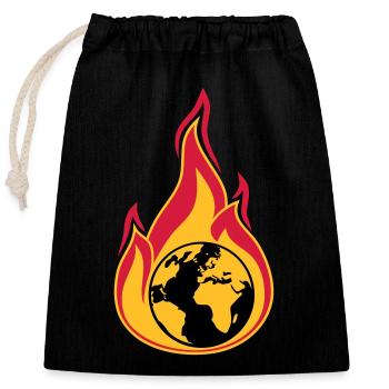 erde on fire planet heimat klimawandel globale erw - Verschließbarer Geschenkbeutel aus Baumwolle (25x30cm) - Schwarz - Vorne