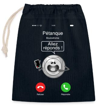 Petanque call - Closable cotton gift bag (25x30cm) - navy - Front