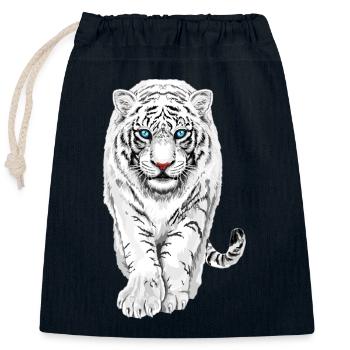 Weißer Tiger - Verschließbarer Geschenkbeutel aus Baumwolle (25x30cm) - Navy - Vorne