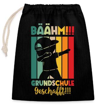 Grundschule Geschafft 2026 Grundschulabgänger - Verschließbarer Geschenkbeutel aus Baumwolle (25x30cm) - Schwarz - Vorne